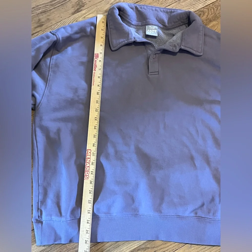 Aritzia Tna Cozy Boyfriend Fleece Collared Sweatshirt 2XL oversized polo style - Picture 7 of 7